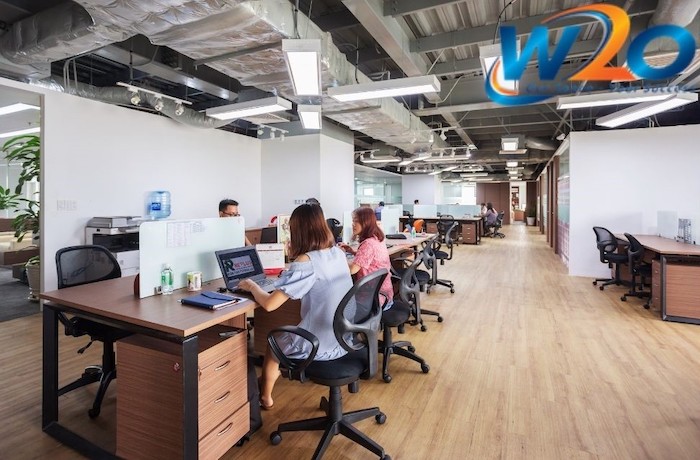 Văn phòng làm việc chung tại W2O có không gian thoáng đãng và thiết kế sang trọng, hiện đại