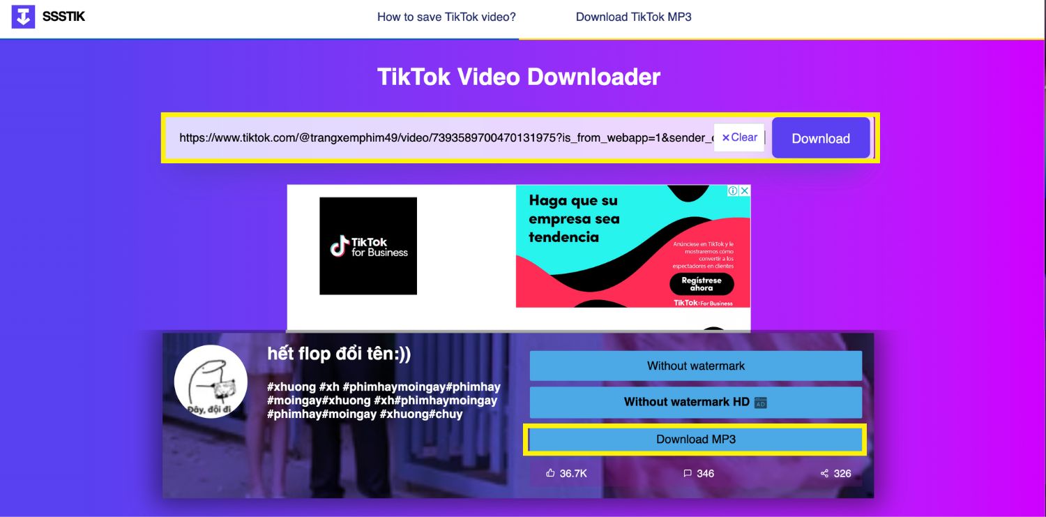 chuyển video tiktok sang mp3